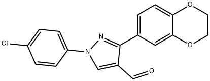 1-(4-CHLOROPHENYL)-3-(2,3-DIHYDROBENZO[B][1,4]DIOXIN-6-YL)-1H-PYRAZOLE-4-CARBALDEHYDE 구조식 이미지