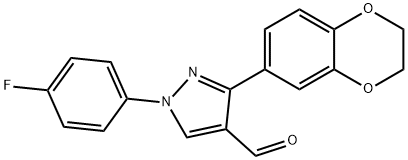 1-(4-FLUOROPHENYL)-3-(2,3-DIHYDROBENZO[B][1,4]DIOXIN-6-YL)-1H-PYRAZOLE-4-CARBALDEHYDE 구조식 이미지