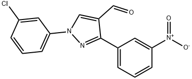 1-(3-CHLOROPHENYL)-3-(3-NITROPHENYL)-1H-PYRAZOLE-4-CARBALDEHYDE 구조식 이미지