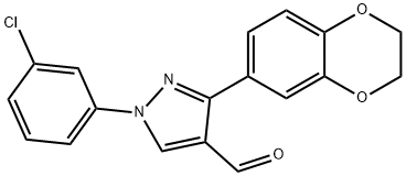1-(3-CHLOROPHENYL)-3-(2,3-DIHYDROBENZO[B][1,4]DIOXIN-6-YL)-1H-PYRAZOLE-4-CARBALDEHYDE 구조식 이미지