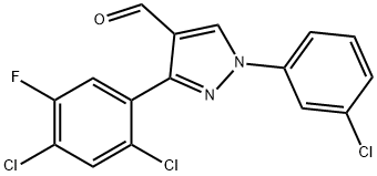 3-(2,4-DICHLORO-5-FLUOROPHENYL)-1-(3-CHLOROPHENYL)-1H-PYRAZOLE-4-CARBALDEHYDE Structure
