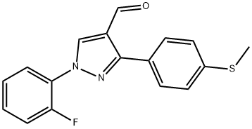 1-(2-FLUOROPHENYL)-3-(4-(METHYLTHIO)PHENYL)-1H-PYRAZOLE-4-CARBALDEHYDE Structure