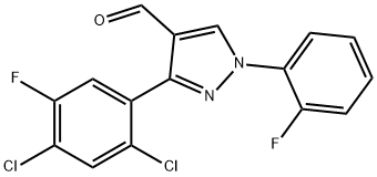 3-(2,4-DICHLORO-5-FLUOROPHENYL)-1-(2-FLUOROPHENYL)-1H-PYRAZOLE-4-CARBALDEHYDE 구조식 이미지