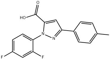 1-(2,4-DIFLUOROPHENYL)-3-P-TOLYL-1H-PYRAZOLE-5-CARBOXYLIC ACID 구조식 이미지