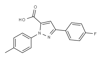 3-(4-FLUOROPHENYL)-1-P-TOLYL-1H-PYRAZOLE-5-CARBOXYLIC ACID 구조식 이미지