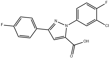 1-(3-CHLORO-4-FLUOROPHENYL)-3-(4-FLUOROPHENYL)-1H-PYRAZOLE-5-CARBOXYLIC ACID 구조식 이미지