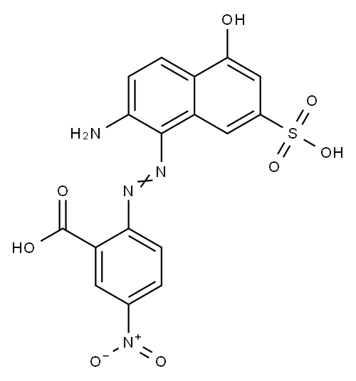 2-[(2-amino-5-hydroxy-7-sulpho-1-naphthyl)azo]-5-nitrobenzoic acid 구조식 이미지