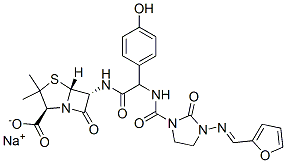 4-Thia-1-azabicyclo[3.2.0]heptane-2-carboxylic acid, 6-[[[[[3-[(2-furanylmethylene)amino]-2-oxo-1-imidazolidinyl]carbonyl]amino](4-hydroxyphenyl)acetyl]amino]-3,3-dimethyl-7-oxo-, monosodium salt, [2S-[2alpha,5alpha,6beta[S*(E)]]]- Structure