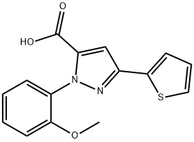 1-(2-METHOXYPHENYL)-3-(THIOPHEN-2-YL)-1H-PYRAZOLE-5-CARBOXYLIC ACID 구조식 이미지