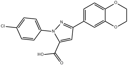 1-(4-CHLOROPHENYL)-3-(2,3-DIHYDROBENZO[B][1,4]DIOXIN-7-YL)-1H-PYRAZOLE-5-CARBOXYLIC ACID 구조식 이미지