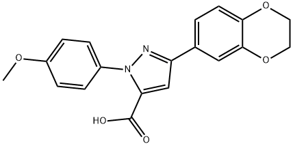 3-(2,3-DIHYDROBENZO[B][1,4]DIOXIN-7-YL)-1-(4-METHOXYPHENYL)-1H-PYRAZOLE-5-CARBOXYLIC ACID 구조식 이미지