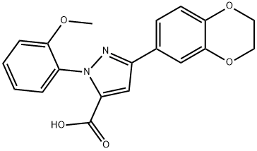 3-(2,3-DIHYDROBENZO[B][1,4]DIOXIN-7-YL)-1-(2-METHOXYPHENYL)-1H-PYRAZOLE-5-CARBOXYLIC ACID 구조식 이미지