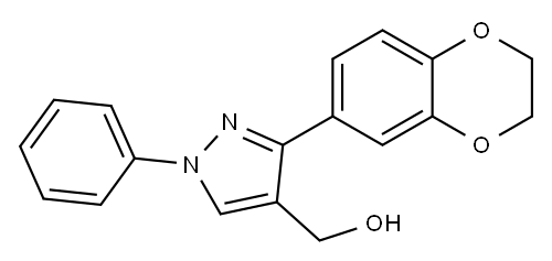 (3-(2,3-DIHYDROBENZO[B][1,4]DIOXIN-7-YL)-1-PHENYL-1H-PYRAZOL-4-YL)METHANOL 구조식 이미지