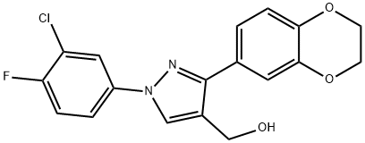 (1-(3-CHLORO-4-FLUOROPHENYL)-3-(2,3-DIHYDROBENZO[B][1,4]DIOXIN-7-YL)-1H-PYRAZOL-4-YL)METHANOL 구조식 이미지