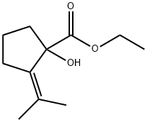 Cyclopentanecarboxylic acid, 1-hydroxy-2-(1-methylethylidene)-, ethyl ester (9CI) 구조식 이미지