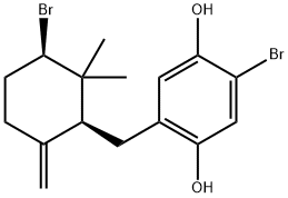 2-Bromo-5-[[(1S,3R)-3-bromo-2,2-dimethyl-6-methylenecyclohexyl]methyl]-1,4-benzenediol 구조식 이미지