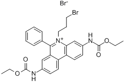 3,8-BIS-ETHOXYCARBONYLAMINO-5-(3-BROMO-PROPYL)-6-PHENYL-PHENANTHRIDINIUM BROMIDE 구조식 이미지