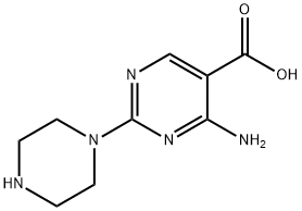 4-Amino-2-(1-piperazinyl)-5-pyrimidinecarboxylic acid Structure