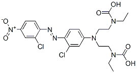 Bis(ethylcarbamic acid)[[3-chloro-4-[(2-chloro-4-nitrophenyl)azo]phenyl]imino]bis(2,1-ethanediyl) ester 구조식 이미지