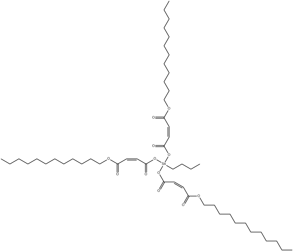 dodecyl (Z,Z,Z)-6-butyl-6-[[4-(dodecyloxy)-1,4-dioxobut-2-enyl]oxy]-5,7,12-trioxa-6-stannatetracosa-2,9-dienoate 구조식 이미지