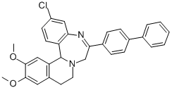 6-(4-Biphenylyl)-3-chloro-12,13-dimethoxy-9,10-dihydro-7H-isoquino(2,1-d)(1,4)benzodiazepine 구조식 이미지
