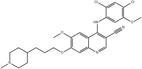 4-[(2,4-DICHLORO-5-METHOXYPHENYL)AMINO]-6-METHOXY-7-[(1-METHYL-4-PIPERIDIN-4-YL)METHOXY]-3 QUINOLINECARBONITRILE Structure