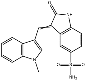 3-(1-METHYLINDOL-3-YLMETHYLENE)-2-OXO-2,3-DIHYDROINDOLE-5-SULFONIC ACID AMIDE 구조식 이미지