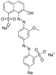 7-Hydroxy-8-[[2-methoxy-4-[(4-sodiosulfophenyl)azo]phenyl]azo]naphthalene-1-sulfonic acid sodium salt 구조식 이미지