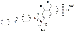 4,5-Dihydroxy-3-[[4-(phenylazo)phenyl]azo]naphthalene-2,7-disulfonic acid disodium salt 구조식 이미지