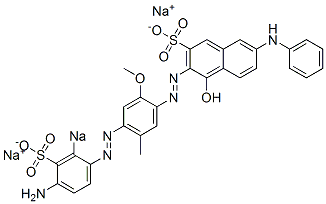3-[[4-[(4-Amino-2-sodiosulfophenyl)azo]-5-methyl-2-methoxyphenyl]azo]-4-hydroxy-7-phenylaminonaphthalene-2-sulfonic acid sodium salt 구조식 이미지