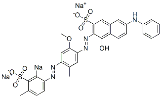 4-Hydroxy-7-phenylamino-3-[[5-methyl-4-[(4-methyl-2-sodiosulfophenyl)azo]-2-methoxyphenyl]azo]naphthalene-2-sulfonic acid sodium salt 구조식 이미지