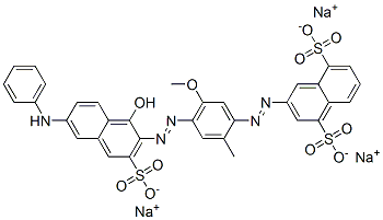 trisodium 3-[[4-[[6-(anilino)-1-hydroxy-3-sulphonato-2-naphthyl]azo]-5-methoxy-o-tolyl]azo]naphthalene-1,5-disulphonate 구조식 이미지
