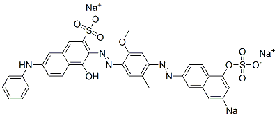 4-Hydroxy-3-[[4-[(5-hydroxy-7-sodiosulfo-2-naphthalenyl)azo]-5-methyl-2-methoxyphenyl]azo]-7-(phenylamino)naphthalene-2-sulfonic acid sodium salt 구조식 이미지