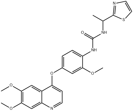 N-[4-[(6,7-Dimethoxy-4-quinolinyl)oxy]-2-methoxyphenyl]-N'-[1-(2-thiazolyl)ethyl]urea 구조식 이미지