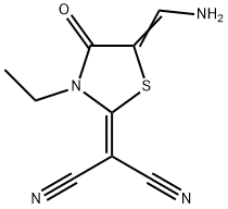 Propanedinitrile, [5-(aminomethylene)-3-ethyl-4-oxo-2-thiazolidinylidene]- (9CI) 구조식 이미지
