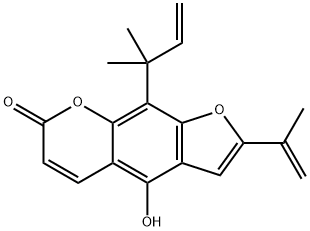 9-(1,1-Dimethyl-2-propenyl)-4-hydroxy-2-(1-methylethenyl)-7H-furo[3,2-g][1]benzopyran-7-one 구조식 이미지