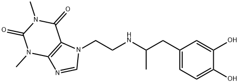 7-[2-[[2-(3,4-Dihydroxyphenyl)-1-methylethyl]amino]ethyl]theophyline 구조식 이미지