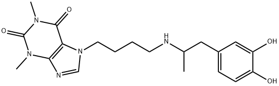 7-[4-[[2-(3,4-Dihydroxyphenyl)-1-methylethyl]amino]butyl]theophyline 구조식 이미지