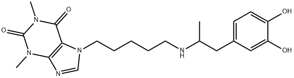 7-[5-[[2-(3,4-Dihydroxyphenyl)-1-methylethyl]amino]pentyl]theophyline 구조식 이미지