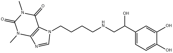 7-[4-[[2-(3,4-Dihydroxyphenyl)-2-hydroxyethyl]amino]butyl]theophyline 구조식 이미지