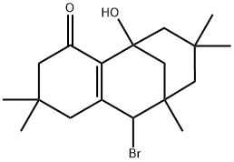 10-Bromo-2,3,5,6,7,8,9,10-octahydro-5-hydroxy-2,2,7,7,9-pentamethyl-5,9-methanobenzocycloocten-4(1H)-one 구조식 이미지