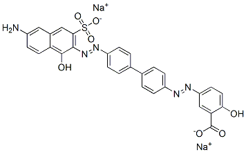 5-[[4'-[(6-Amino-1-hydroxy-3-sulfo-2-naphtyl)azo]-1,1'-biphenyl-4-yl]azo]-2-hydroxybenzoic acid disodium salt Structure