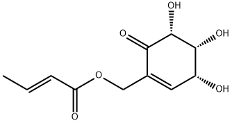 2-crotonyloxymethyl-(4R,5R,6R)-4,5,6-trihydroxycyclohex- 2-enone 구조식 이미지