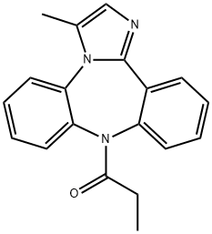 3-Methyl-9-propionyl-9H-dibenz[b,f]imidazo[1,2-d][1,4]diazepine 구조식 이미지