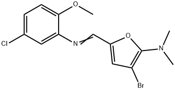 2-Furanamine,  3-bromo-5-[[(5-chloro-2-methoxyphenyl)imino]methyl]-N,N-dimethyl- 구조식 이미지
