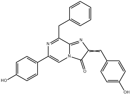 Imidazo[1,2-a]pyrazin-3(2H)-one,  6-(4-hydroxyphenyl)-2-[(4-hydroxyphenyl)methylene]-8-(phenylmethyl)-  (9CI) 구조식 이미지