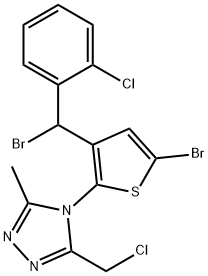 4-[5-bromo-3-[bromo(2-chlorophenyl)methyl]-2-thienyl]-3-(chloromethyl)-5-methyl-4H-1,2,4-triazole 구조식 이미지
