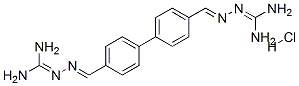 2-[[4-[4-[(E)-(diaminomethylidenehydrazinylidene)methyl]phenyl]phenyl] methylideneamino]guanidine hydrochloride Structure