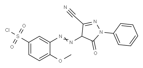 3-[[(3-Cyano-4,5-dihydro-5-oxo-1-phenyl-1H-pyrazol)-4-yl]azo]-4-methoxybenzenesulfonic acid chloride 구조식 이미지