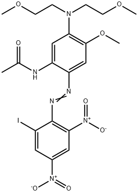 N-[5-[bis(2-methoxyethyl)amino]-2-[(2-iodo-4,6-dinitrophenyl)azo]-4-methoxyphenyl]acetamide 구조식 이미지